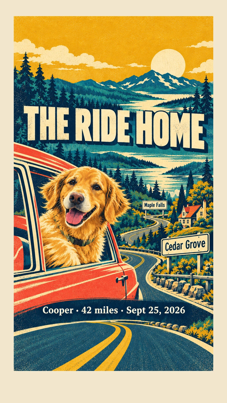 Ride Home card sample in a tall format for Stories